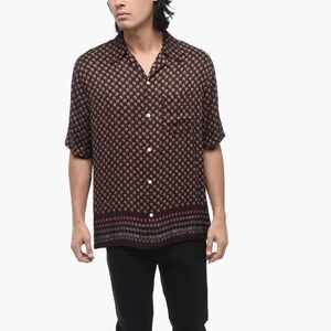 All Saints Brown Paisley Double Printed Button Ignis Shirt